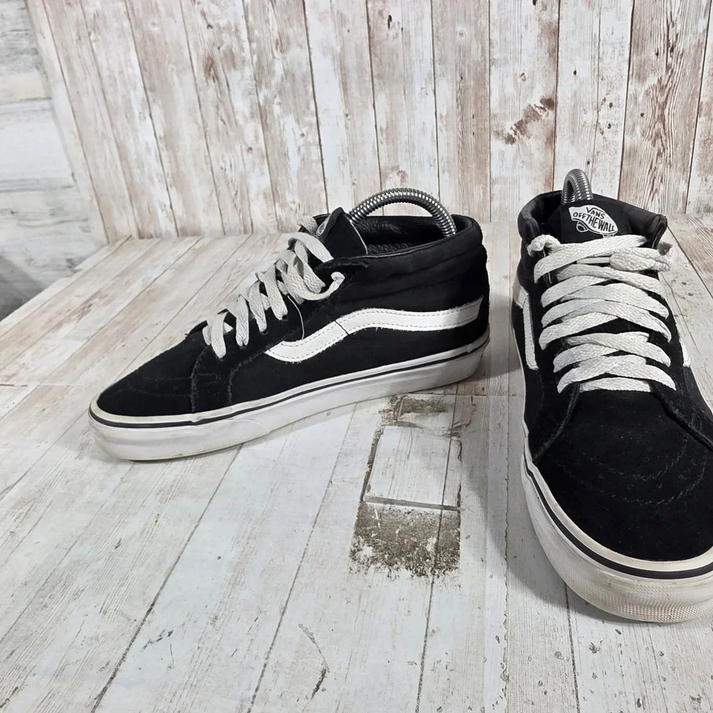 Vans‎ Sk8-Mid Black Rose Embroidered Floral Skate Shoes Womens 7 Mens 5.5